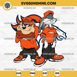 Looney Tunes Tasmanian Devil And Bugs Bunny Denver Broncos Football SVG