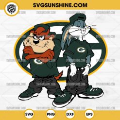 Looney Tunes Tasmanian Devil And Bugs Bunny Green Bay Packers Football SVG