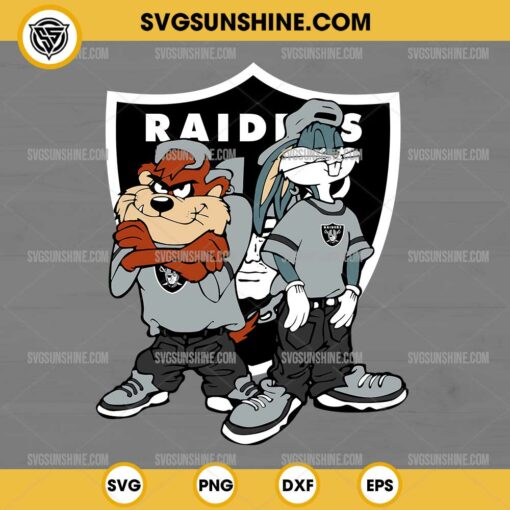 Looney Tunes Tasmanian Devil And Bugs Bunny Las Vegas Raiders Football SVG