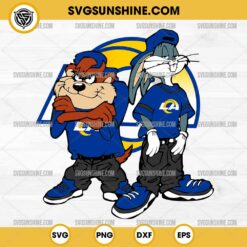 Looney Tunes Tasmanian Devil And Bugs Bunny Los Angeles Rams Football SVG