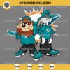 Looney Tunes Tasmanian Devil And Bugs Bunny Miami Dolphins Football SVG