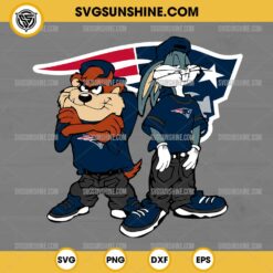 Looney Tunes Tasmanian Devil And Bugs Bunny New England Patriots Football SVG