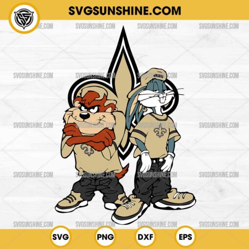 Looney Tunes Tasmanian Devil And Bugs Bunny New Orleans Saints Football SVG