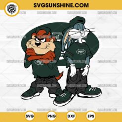 Looney Tunes Tasmanian Devil And Bugs Bunny New York Jets Football SVG