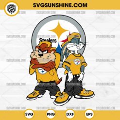 Looney Tunes Tasmanian Devil And Bugs Bunny Pittsburgh Steelers Football SVG