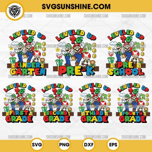 Super Mario Back To School SVG, Mario Leveled Up To First Grade SVG, Kindergarten SVG, Pre-K SVG, Preschool SVG