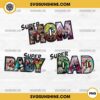 Marvel Super Mom Super Dad Super Baby PNG Sublimation