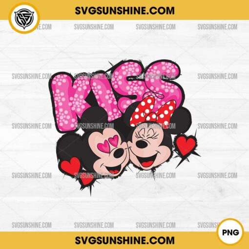 Mickey And Minnie Kissing Valentine PNG Sublimation