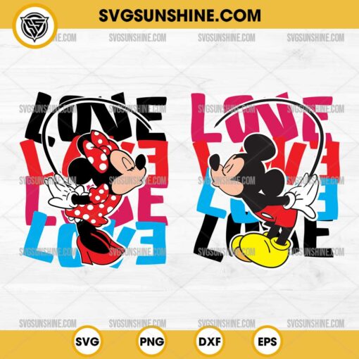 Mickey And Minnie Mouse Love Bundle SVG, Disney Mouse SVG, Valentine Day SVG