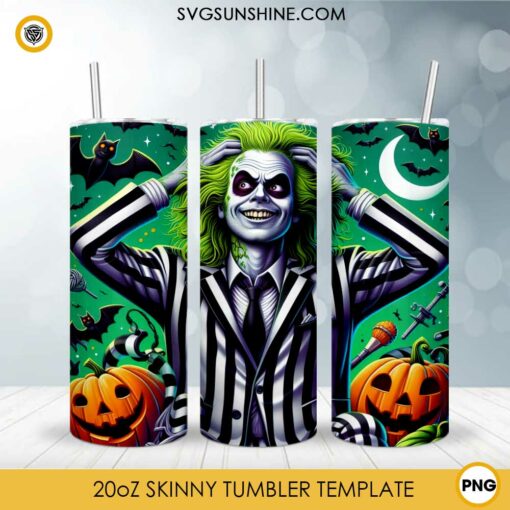 Halloween Beetlejuice Pumpkin 20oz Tumbler Wrap PNG File