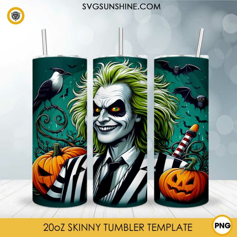 Horror Beetlejuice Pumpkin Halloween 20oz Skinny Tumbler Template PNG Horror Beetlejuice Pumpkin Halloween 20oz Skinny Tumbler Template PNG
