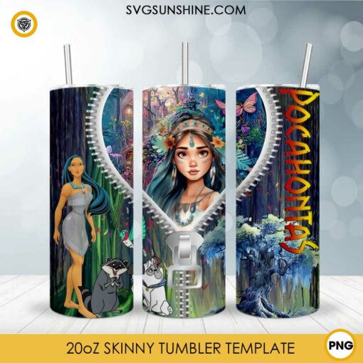 Pocahontas Disney Princess 20oz Tumbler Wrap PNG File