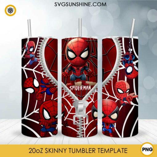 Spider Man Zipper 20oz Tumbler Wrap PNG File