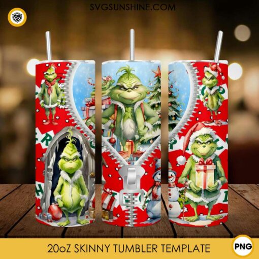 The Grinch Zipper 20oz Tumbler Wrap PNG File