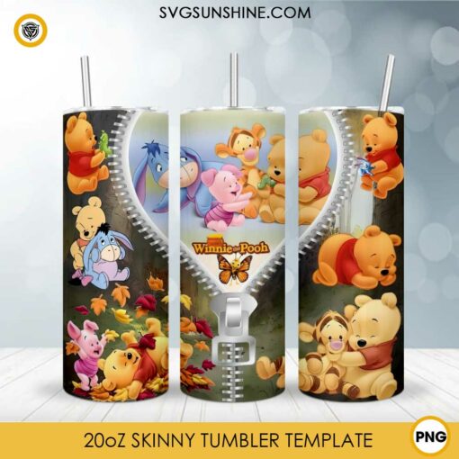 Winnie The Pooh Zipper 20oz Tumbler Wrap PNG File