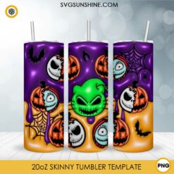 3D The Nightmare Before Christmas Tumbler Wrap PNG, Jack Sally Pumpkin Face Tumbler PNG, Oogie Boogie Tumbler PNG