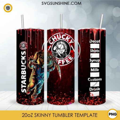 Chucky Starbucks Coffee 20oz Tumbler Wrap PNG File