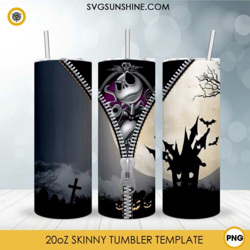 Jack Skellington Zipper Tumbler Wrap PNG, The Nightmare Before Christmas Tumbler PNG File