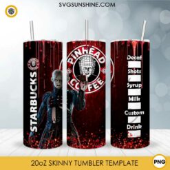 Pinhead Hellraiser Starbucks Coffee 20oz Tumbler Wrap PNG File