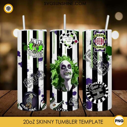 Beetlejuice 20oz Tumbler Wrap PNG File