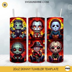 Baby Horror Killers Halloween 20oz Skinny Tumbler Template PNG