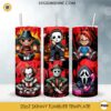 Horror Characters Halloween Tumbler Wrap PNG, Halloween Horror Movie Killers Tumbler PNG