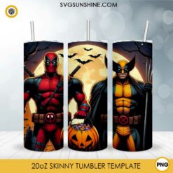 Deadpool And Wolverine Halloween Tumbler Wrap PNG