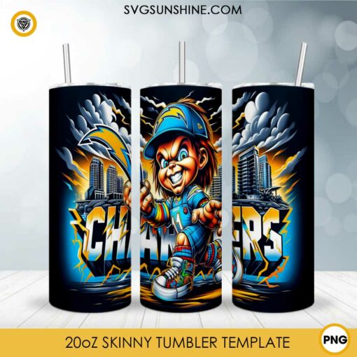 Chucky Los Angeles Chargers Football 20oz Tumbler Wrap PNG File