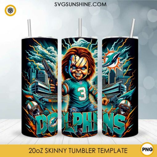 Chucky Miami Dolphins Football 20oz Tumbler Wrap PNG File