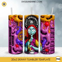 3D Sally Skellington Coffee 20oz Tumbler Wrap PNG File