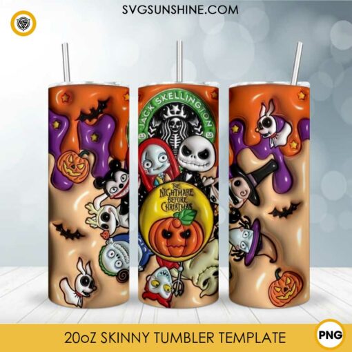 3D The Nightmare Before Christmas 20oz Tumbler Wrap PNG File