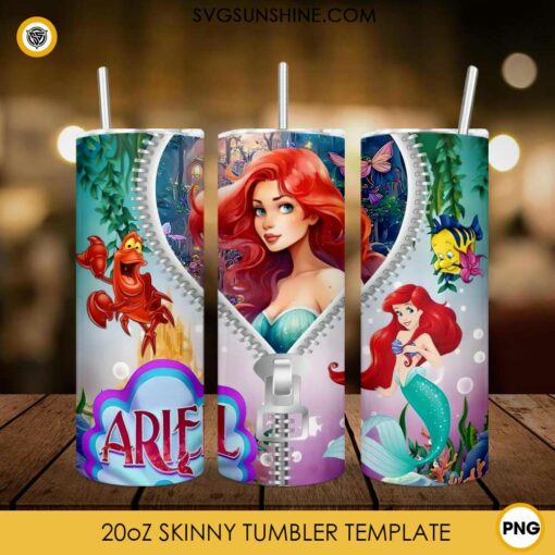 Ariel Disney Princess 20oz Tumbler Wrap PNG File