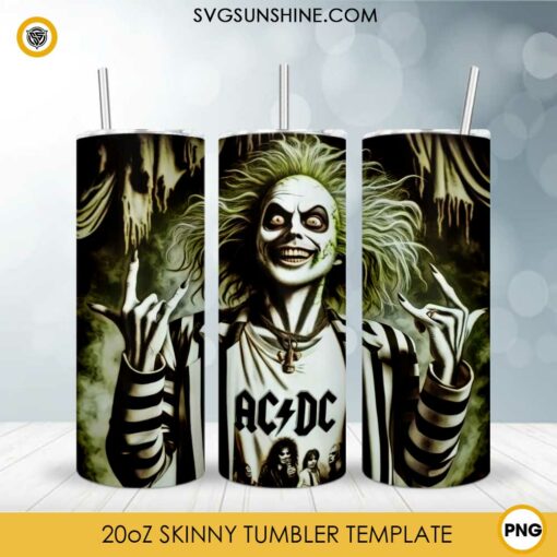 Beetlejuice ACDC 20oz Skinny Tumbler Template PNG