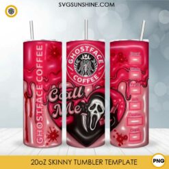 3D Inflated Pink Ghostface Coffee Tumbler Wrap PNG