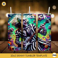 Beetlejuice Metallica Band 20oz Skinny Tumbler Template PNG