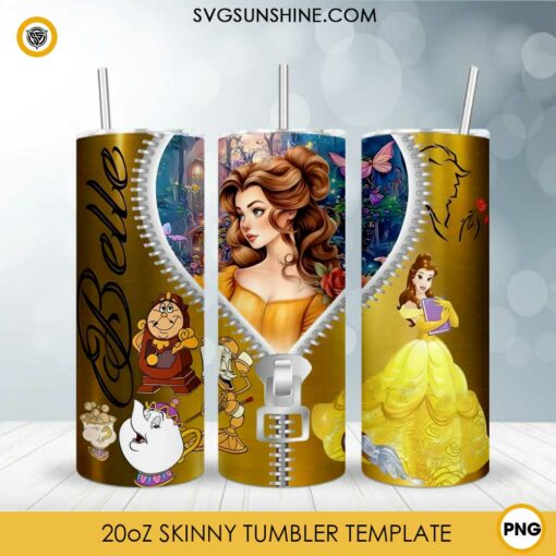 Belle Disney Princess 20oz Tumbler Wrap PNG File