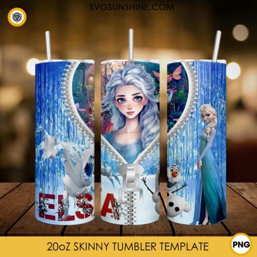 Elsa Frozen 20oz Tumbler Wrap PNG File