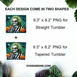 Horror Beetlejuice Pumpkin Halloween 20oz Skinny Tumbler Template PNG