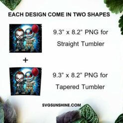 Jack Skellington and Pennywise Tumbler Wrap PNG, Jack Skellington Tumbler PNG, Pennywise Tumbler PNG