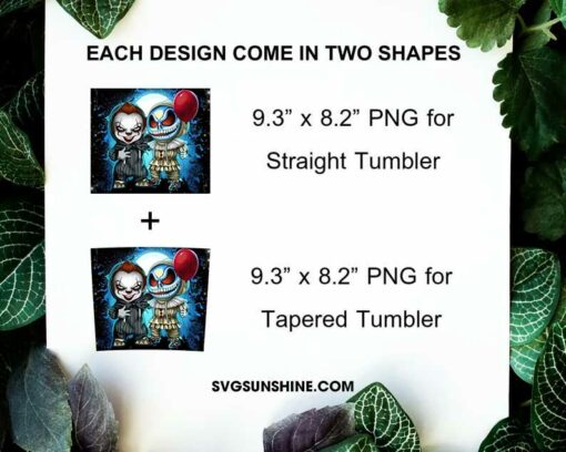 Jack Skellington and Pennywise Tumbler Wrap PNG, Jack Skellington Tumbler PNG, Pennywise Tumbler PNG