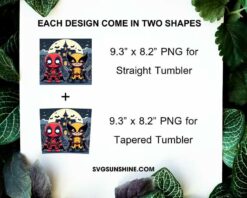 Chibi Deadpool Wolverine Halloween 20oz Tumbler Wrap PNG File