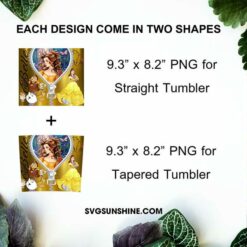 Belle Disney Princess 20oz Tumbler Wrap PNG File