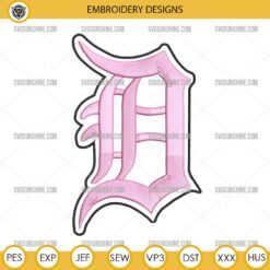 Pink Detroit Tigers Embroidery Design Files, Detroit Tigers Logo Embroidery Pattern