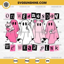 On Wednesday We Wear Pink Halloween SVG, Pink Ghost Mean Girls Halloween SVG PNG