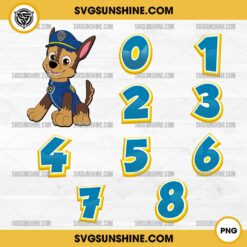 Chase PAW Patrol Customized Numbers PNG, PAW Patrol Birthday Numbers PNG