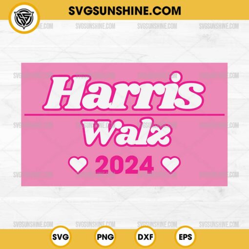 Pink Barbie Harris Walz 2024 SVG, Kamala Harris And Tim Walz 2024 SVG