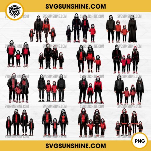 15 Designs Ghostface Family PNG, Ghostface PNG, Halloween Family PNG Bundle