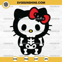 Skull Hello Kitty Halloween SVG, Hello Kitty Skeleton SVG