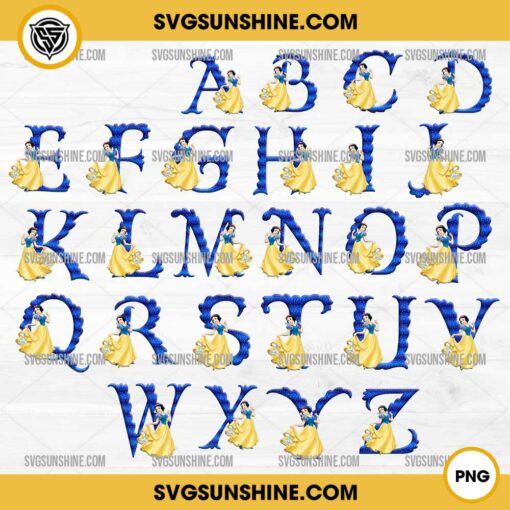 Snow White Alphabet PNG, Disney Princess Alphabet Letters PNG, Snow White Princess Alphabet Clipart Digital Download