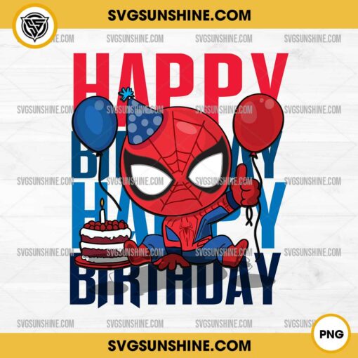 Spider Man Happy Birthday PNG Sublimation